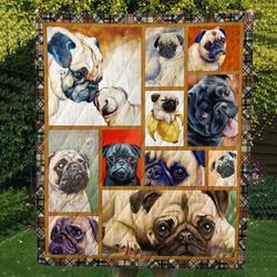 Love Pug Quilt All Over Printed and Home Decor
