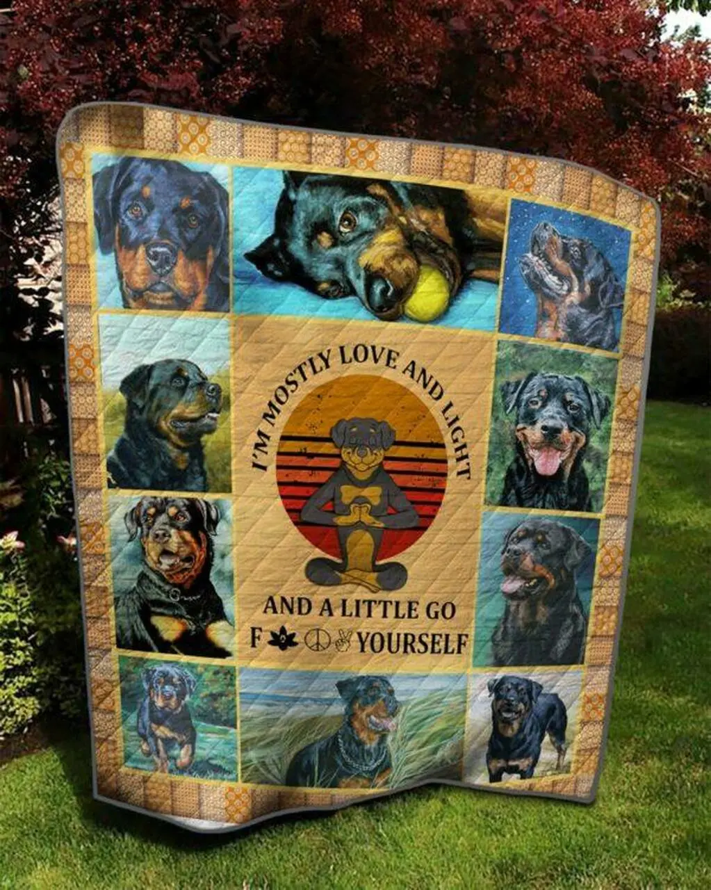 Love Rottweiler Quilt Blanket Quilt and Home Decor