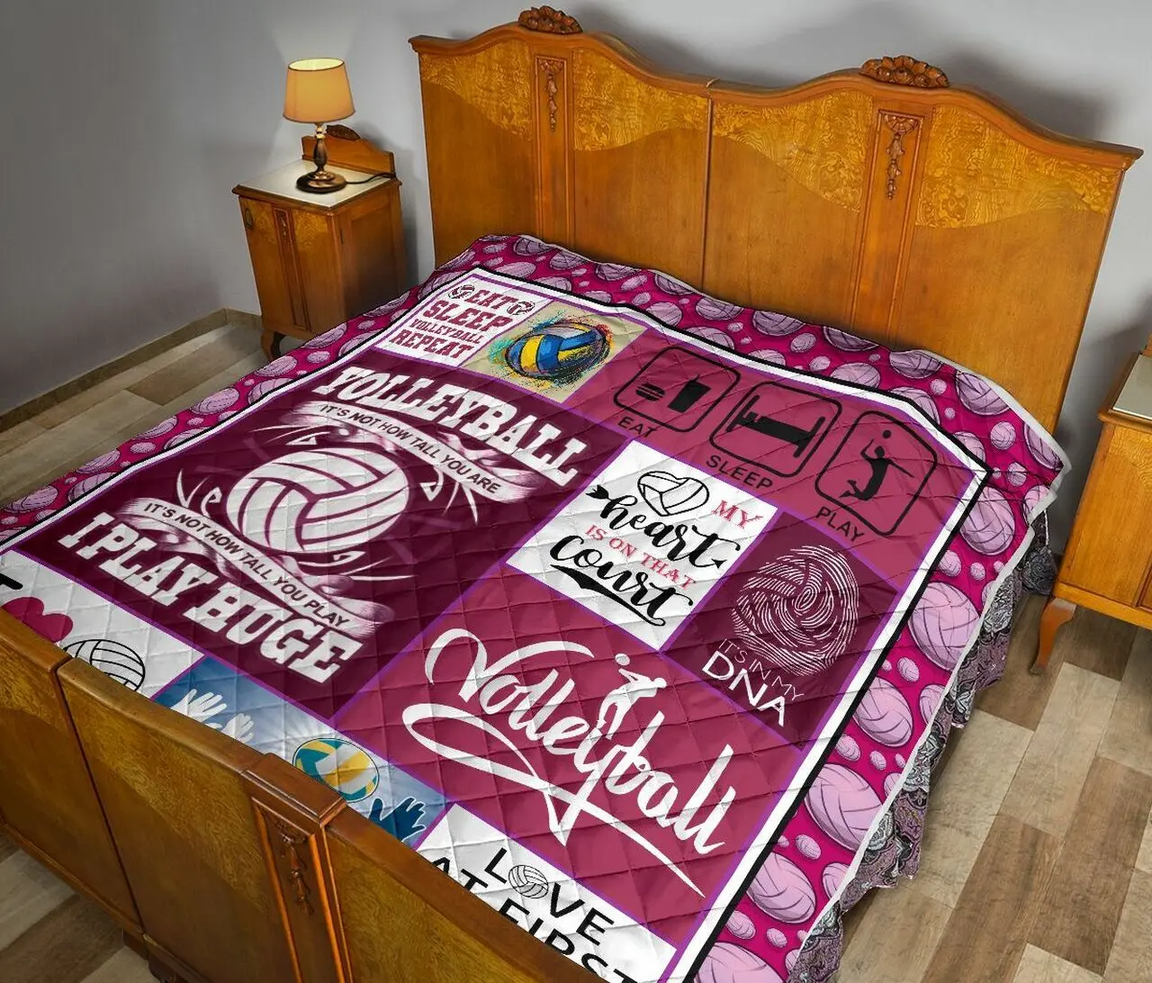 Love Volleyball Quilt Taed Bubl and Home Decor