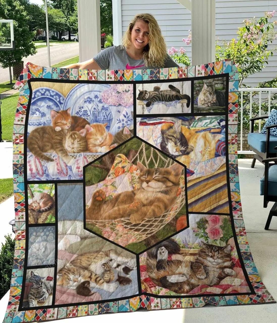 Lovely Cat To My Mom From Daughter From Son Quilt Blanket Great Customized Blanket Gifts For Birthday Christmas Thanksgiving MotherS Day and Home Decor