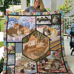 Lovely Cat To My Mom From Daughter From Son Quilt Blanket Great Customized Blanket Gifts For Birthday Christmas Thanksgiving MotherS Day and Home Decor