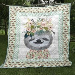 Lovely Sloth Quilt Blanket Vq06  Quilt and Home Decor