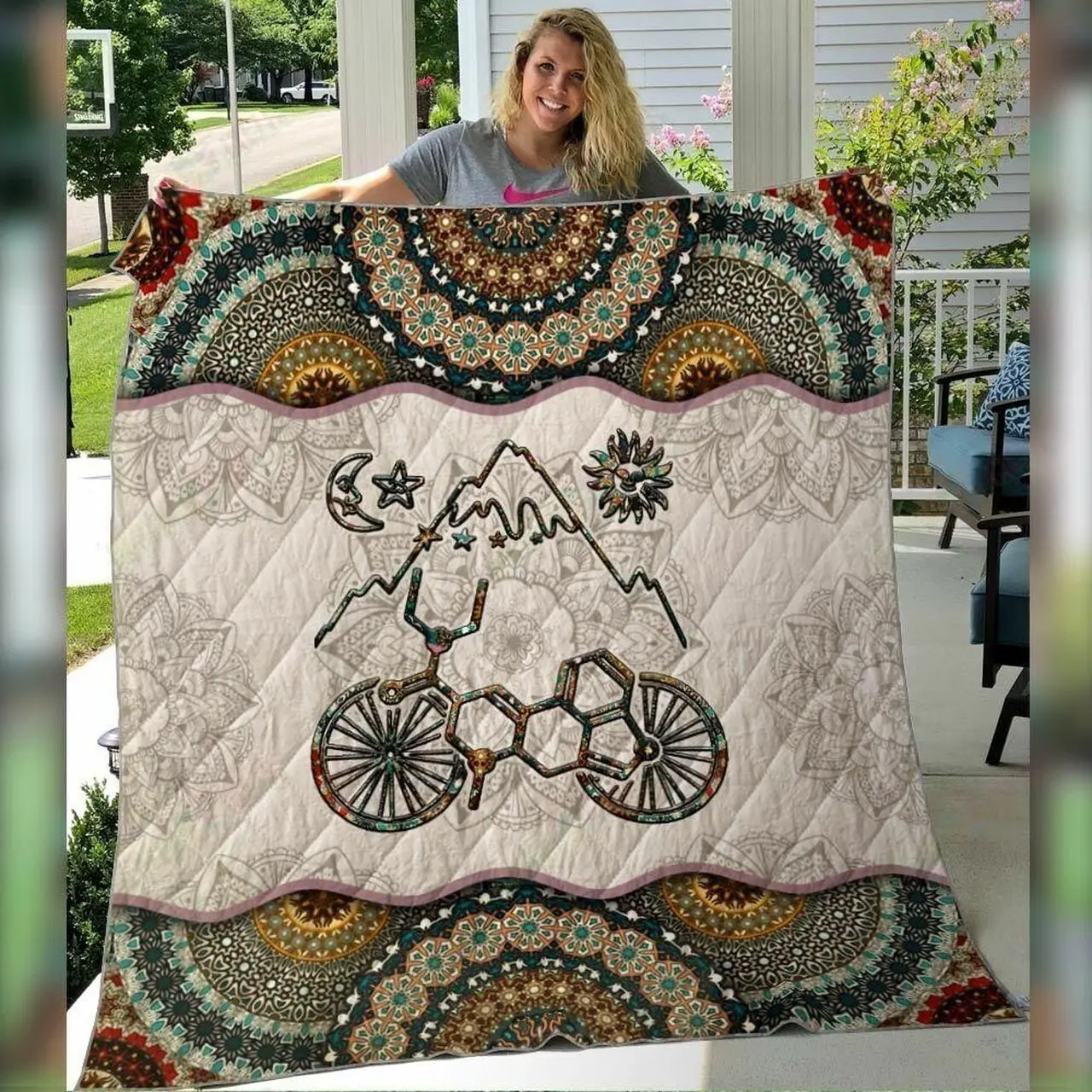 LSD bicycle mandala Premium Quilt Blanket Size Throw Twin Queen King Super King and Home Decor