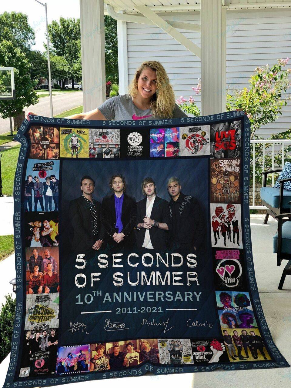 M 5 Seconds Of Summer Quilt Blanket Ver 3 and Home Decor