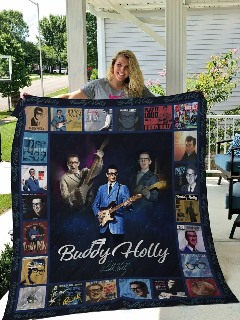 M Buddy Holly Quilt Blanket and Home Decor