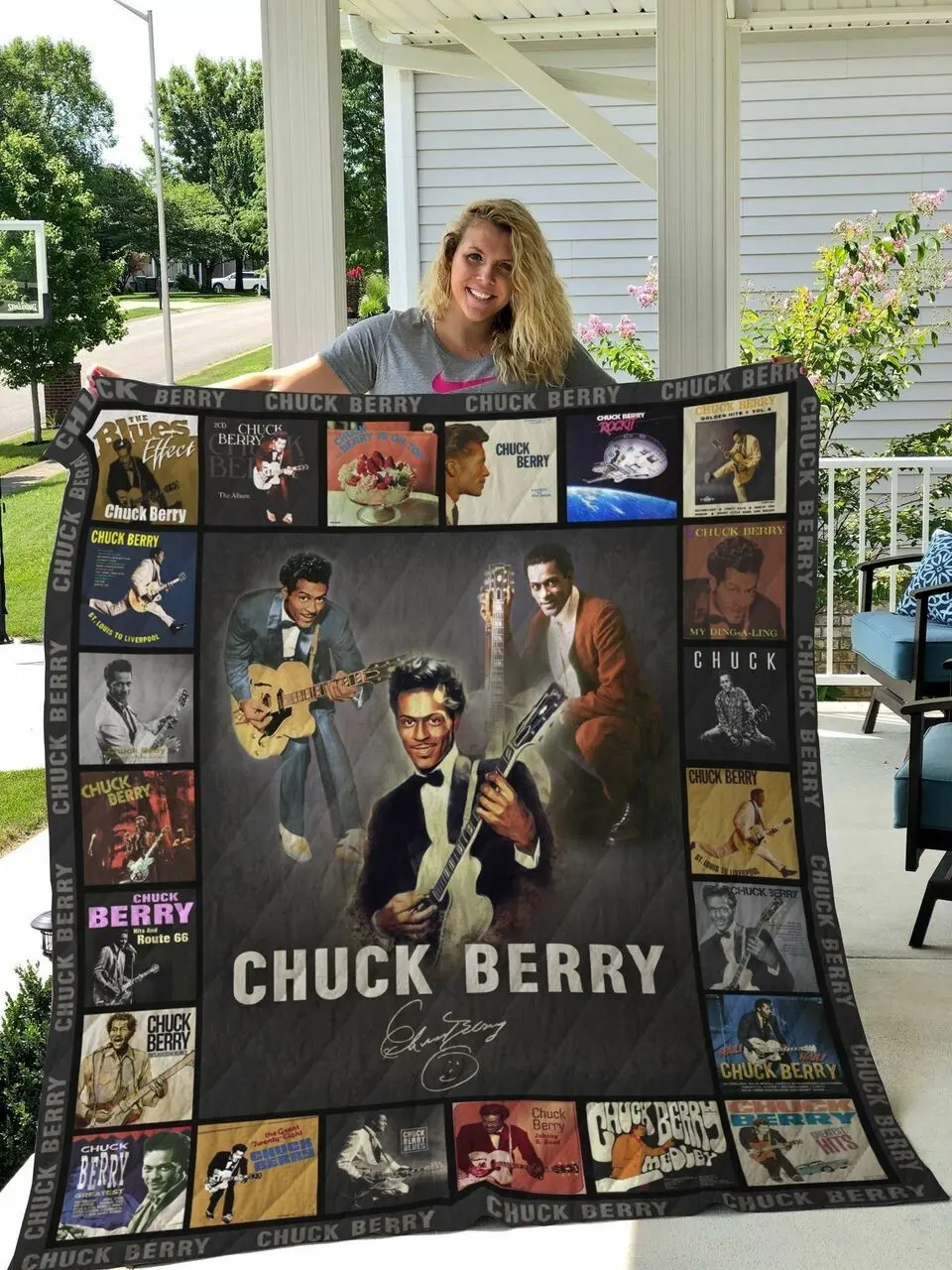 M Chuck Berry Quilt Blanket and Home Decor