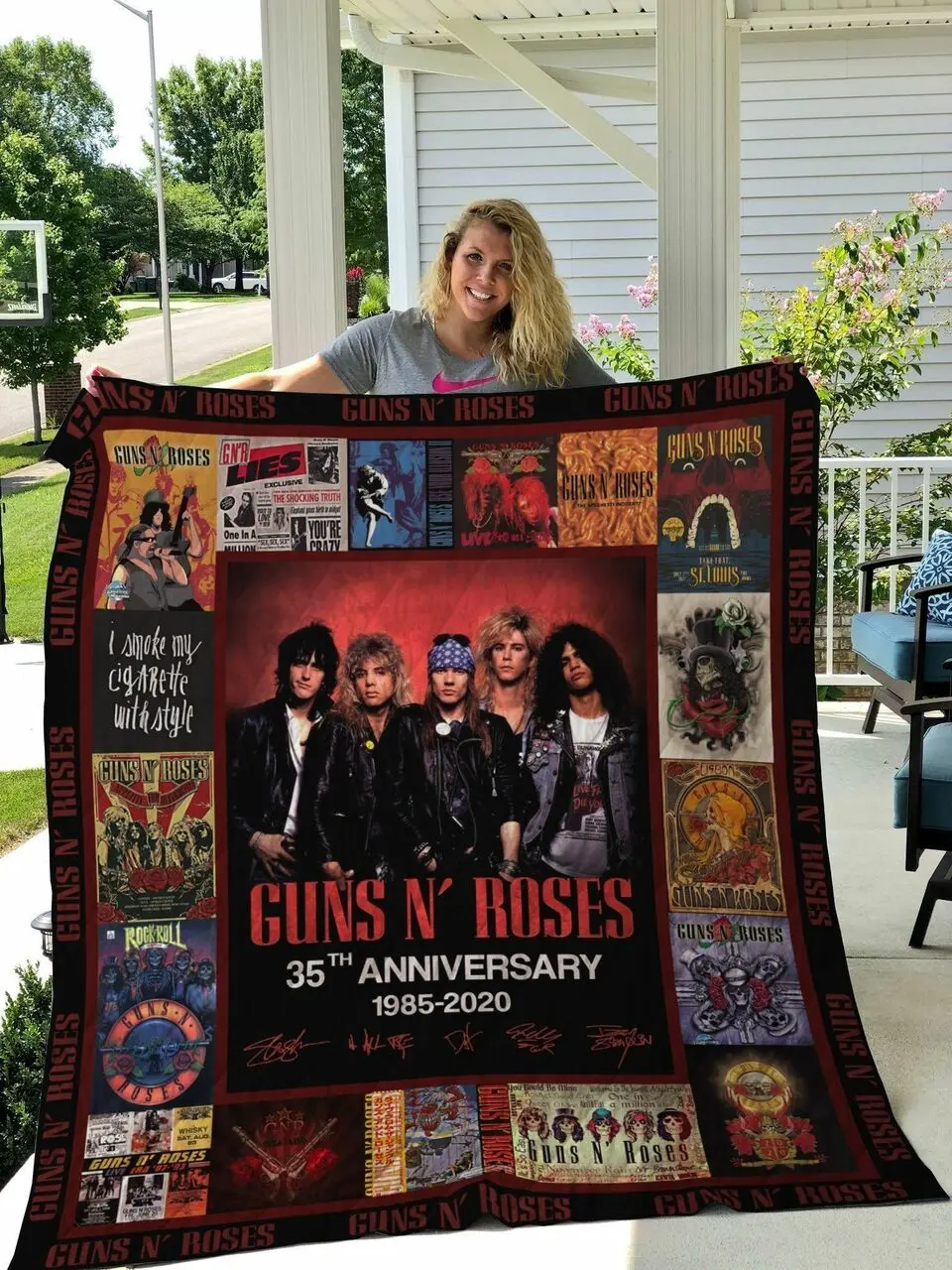 M Guns N Roses Quilt Blanket Ver 2 and Home Decor