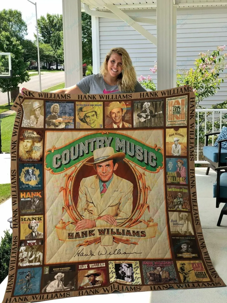 M Hank Williams Quilt Blanket and Home Decor