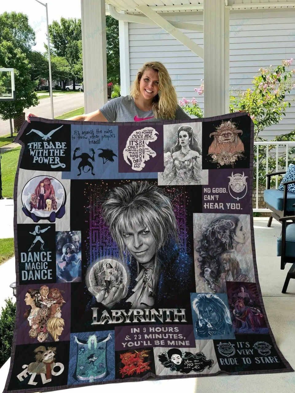 M Labyrinth Quilt Blanket and Home Decor