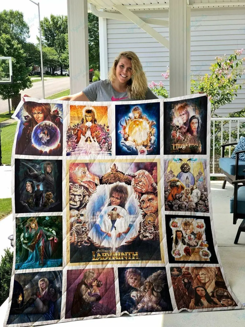 M Labyrinth Quilt Blanket For Fans and Home Decor