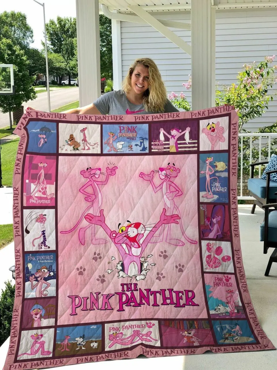 M Pink Panther Quilt Blanket and Home Decor