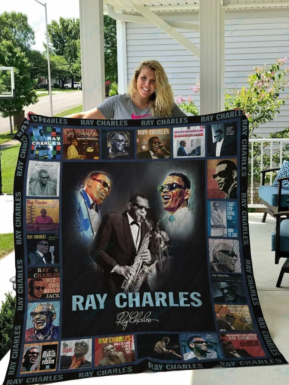 M Ray Charles Quilt Blanket and Home Decor
