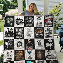 M Supernatural T Shirts Quilt Blanket 01 and Home Decor