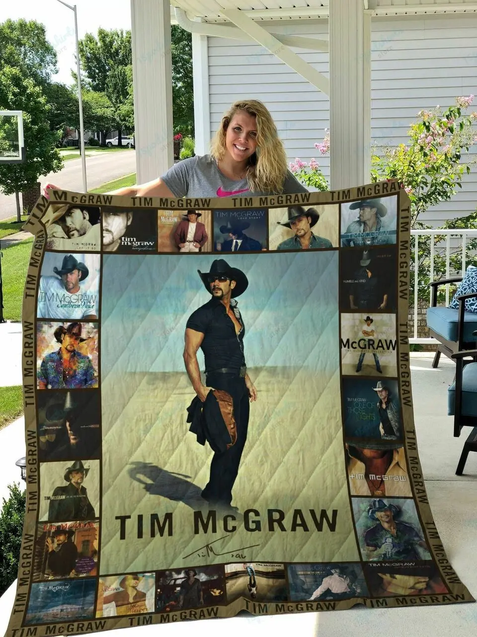 M Tim Mcgraw Quilt Blanket and Home Decor