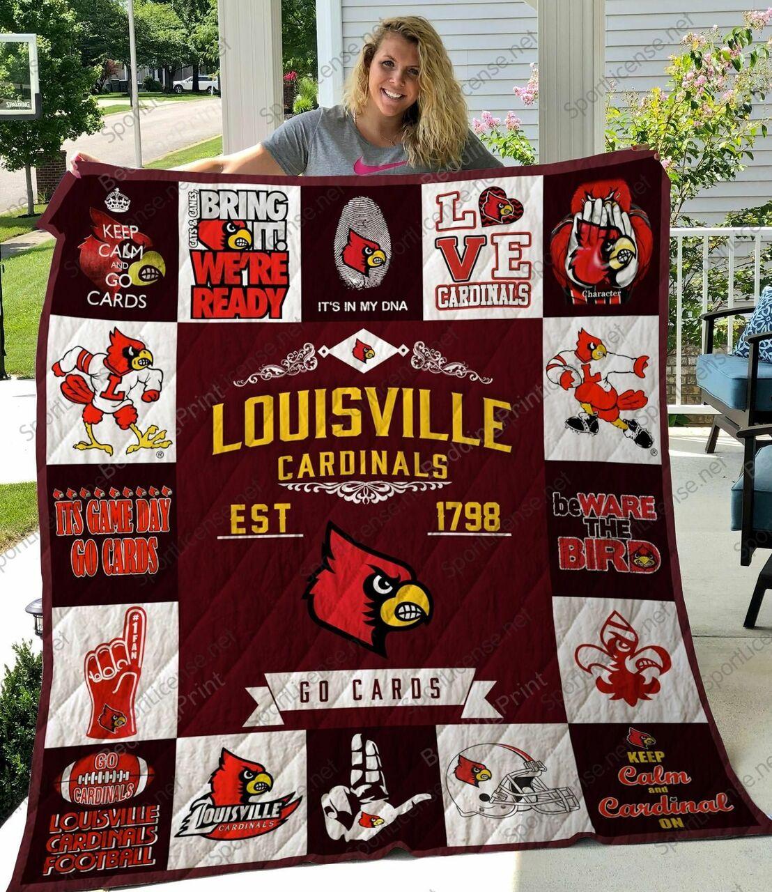 M290713 Louisville Cardinals Quilt Blanket and Home Decor