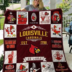 M290713 Louisville Cardinals Quilt Blanket and Home Decor