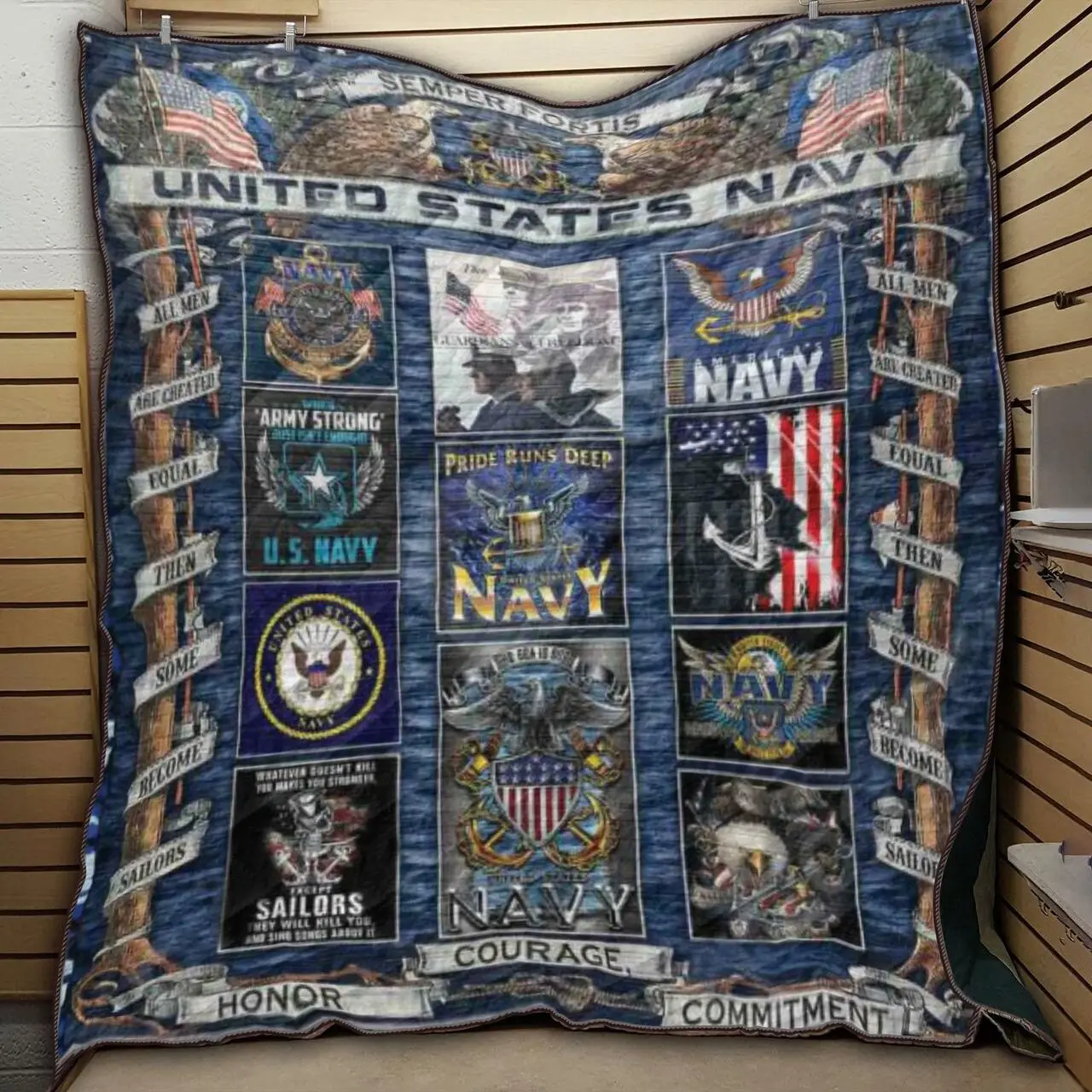 M310707 Us Navy Quilt Blanket Quilt and Home Decor
