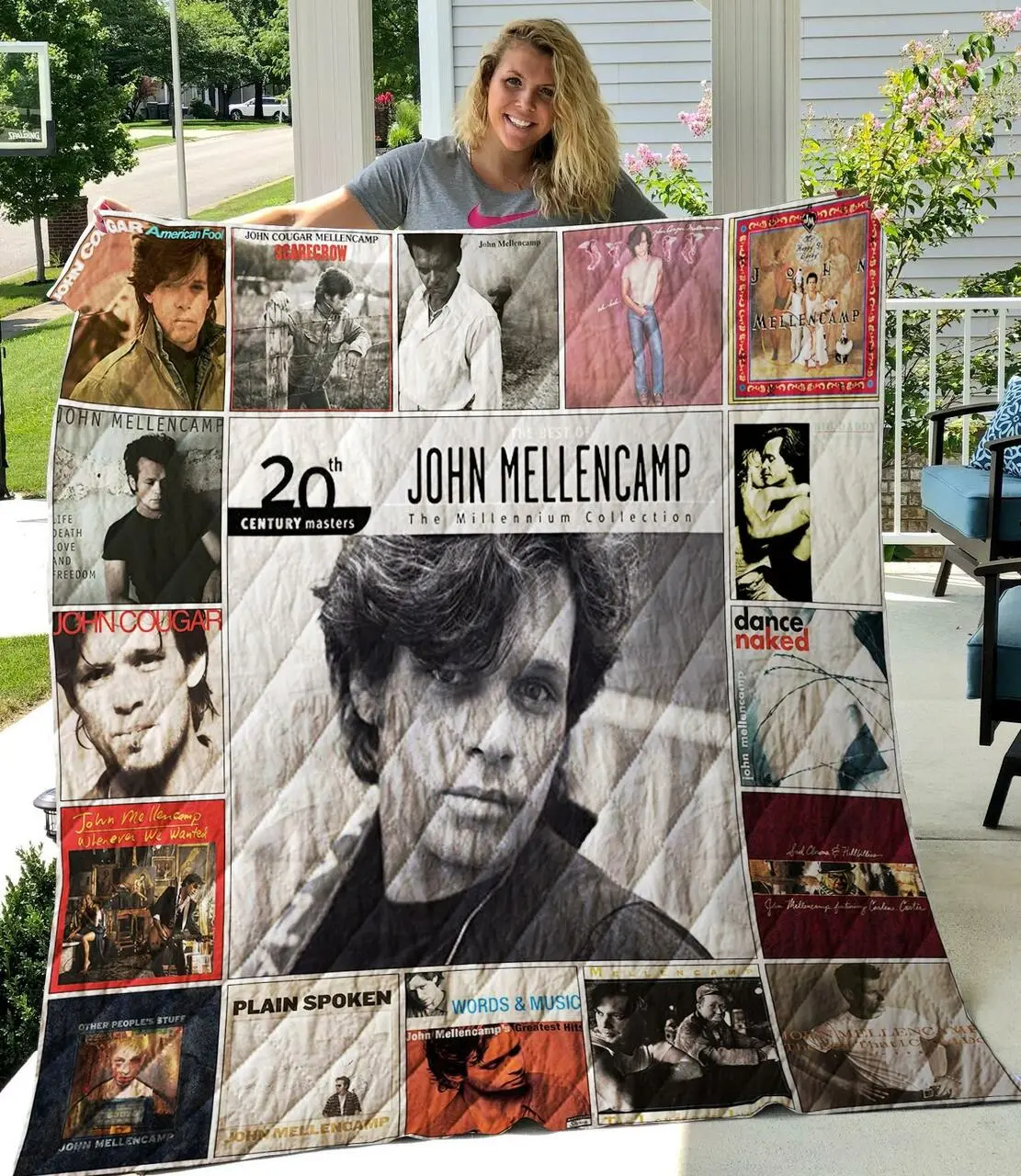 M310709 John Mellencamp Quilt Blanket Quilt and Home Decor