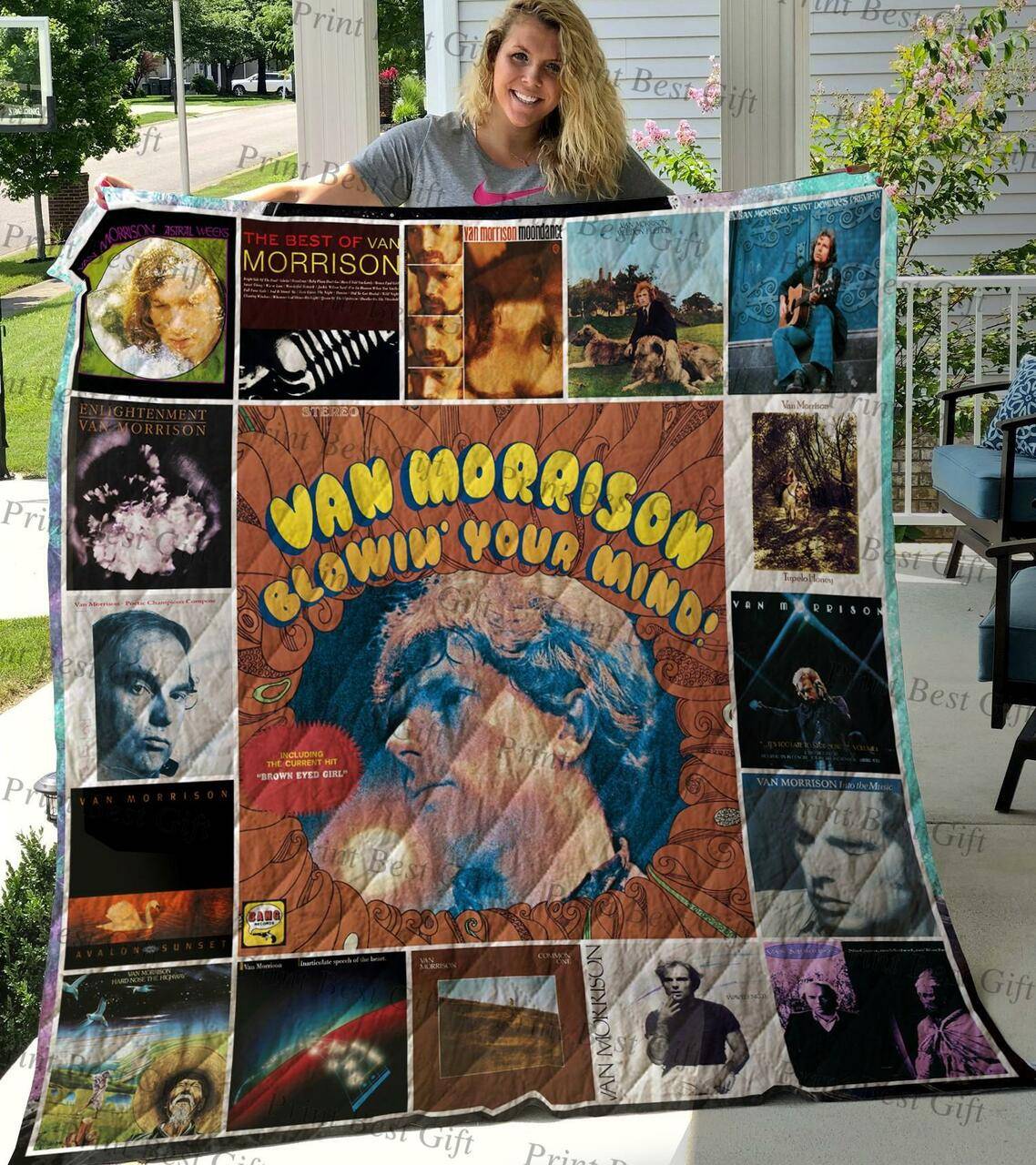 M310769 Van Morrison Quilt Blanket Quilt and Home Decor