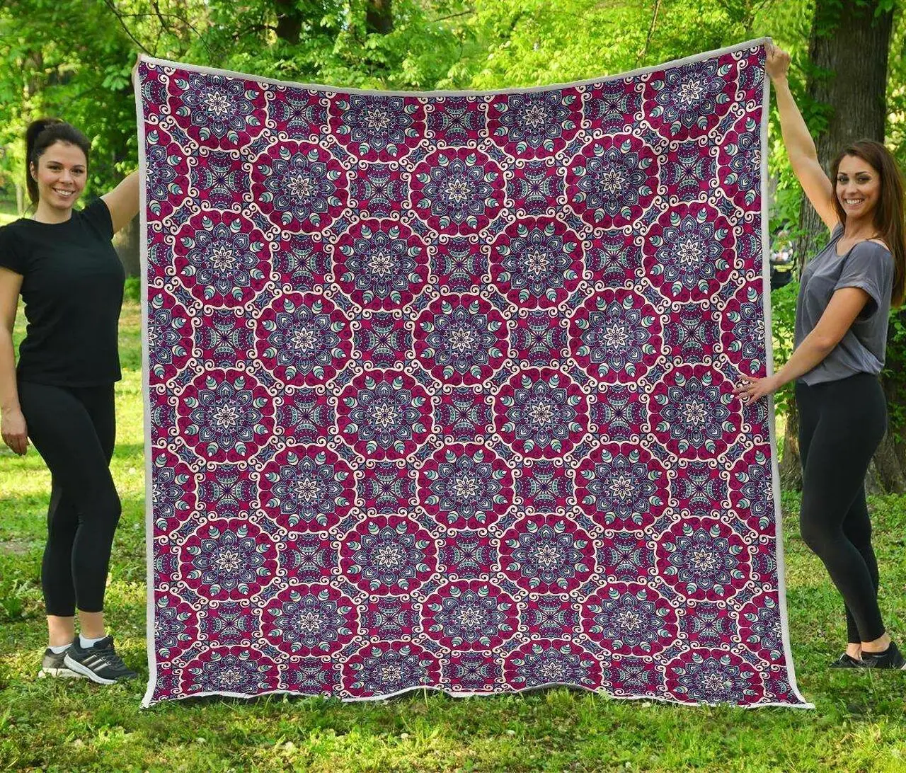 Magenta Mandala Bohemian Cl17100366Mdq Quilt Blanket and Home Decor