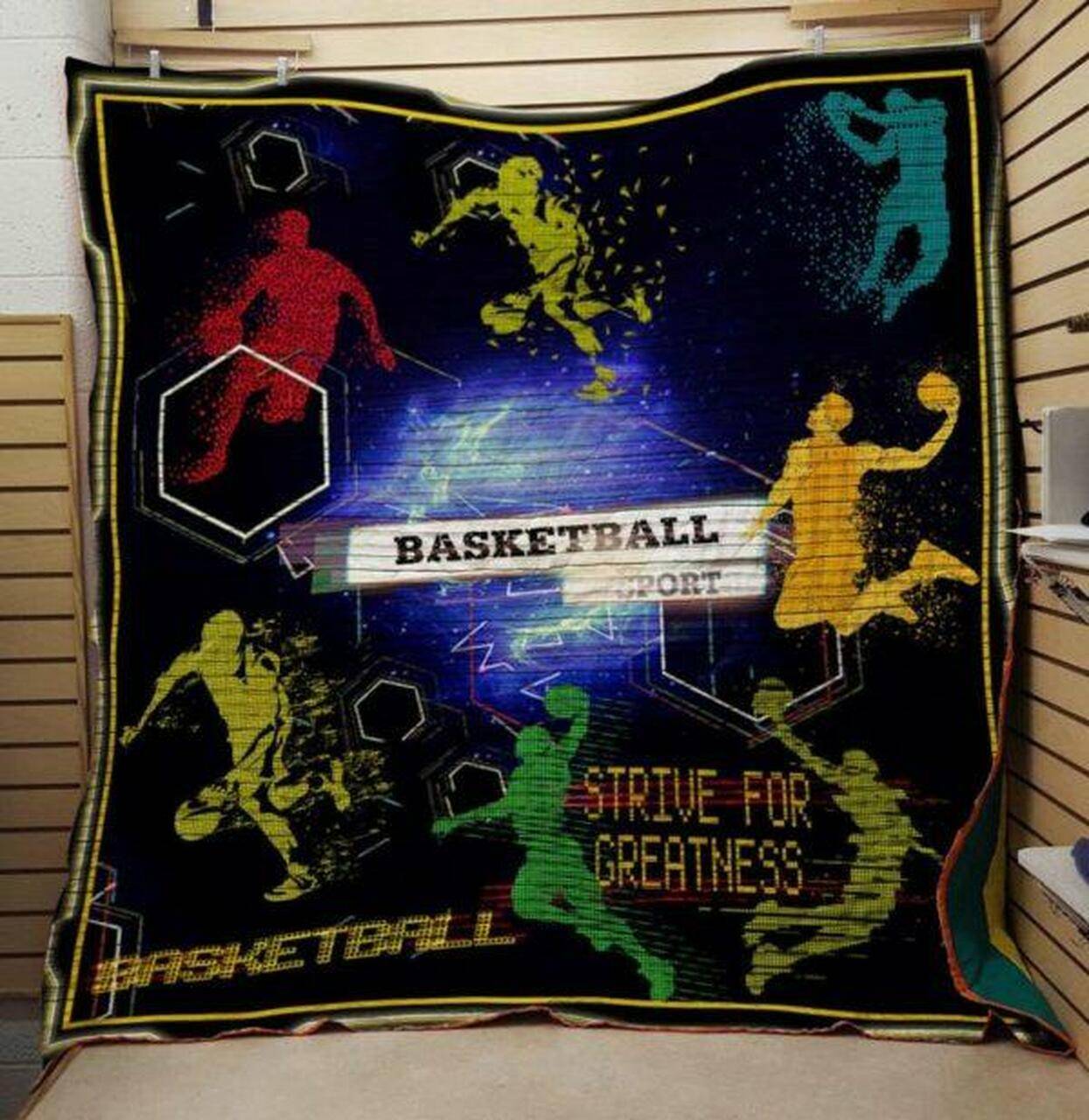 Make Color Basketball Quilt Blanket Quilt and Home Decor