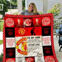 Manchester United - To My Son - Love Dad Quilt and Home Decor