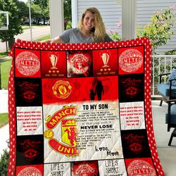 Manchester United - To My Son - Love Mom Quilt and Home Decor