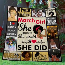 March Girl  Quilt Blanket and Home Decor