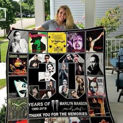 Marilyn Manson Quilt Blanket All Season Plus Size Quilt Blanket and Home Decor