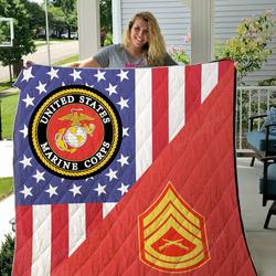 Marine Rank Quilt Blanket and Home Decor