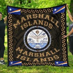 Marshall Islands Polynesian Quilt Gold Love Style J11 Quilt  Quilt and Home Decor