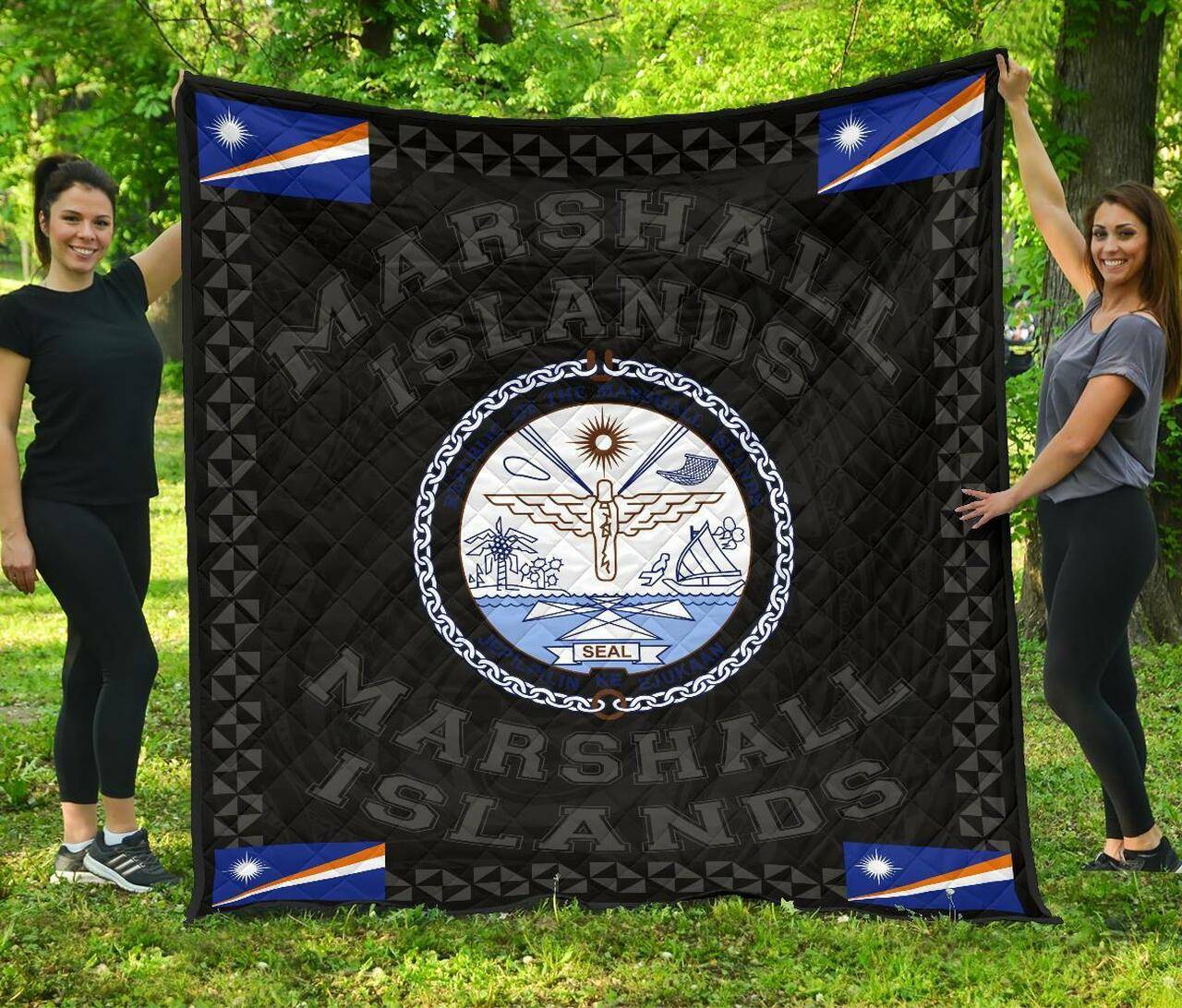 Marshall Islands Polynesian Quilt Grey Love Style J11 Quilt Quilt and Home Decor