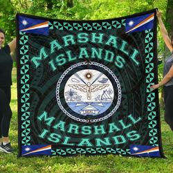 Marshall Islands Polynesian Quilt Turquoise Love Style J11 Quilt  Quilt and Home Decor