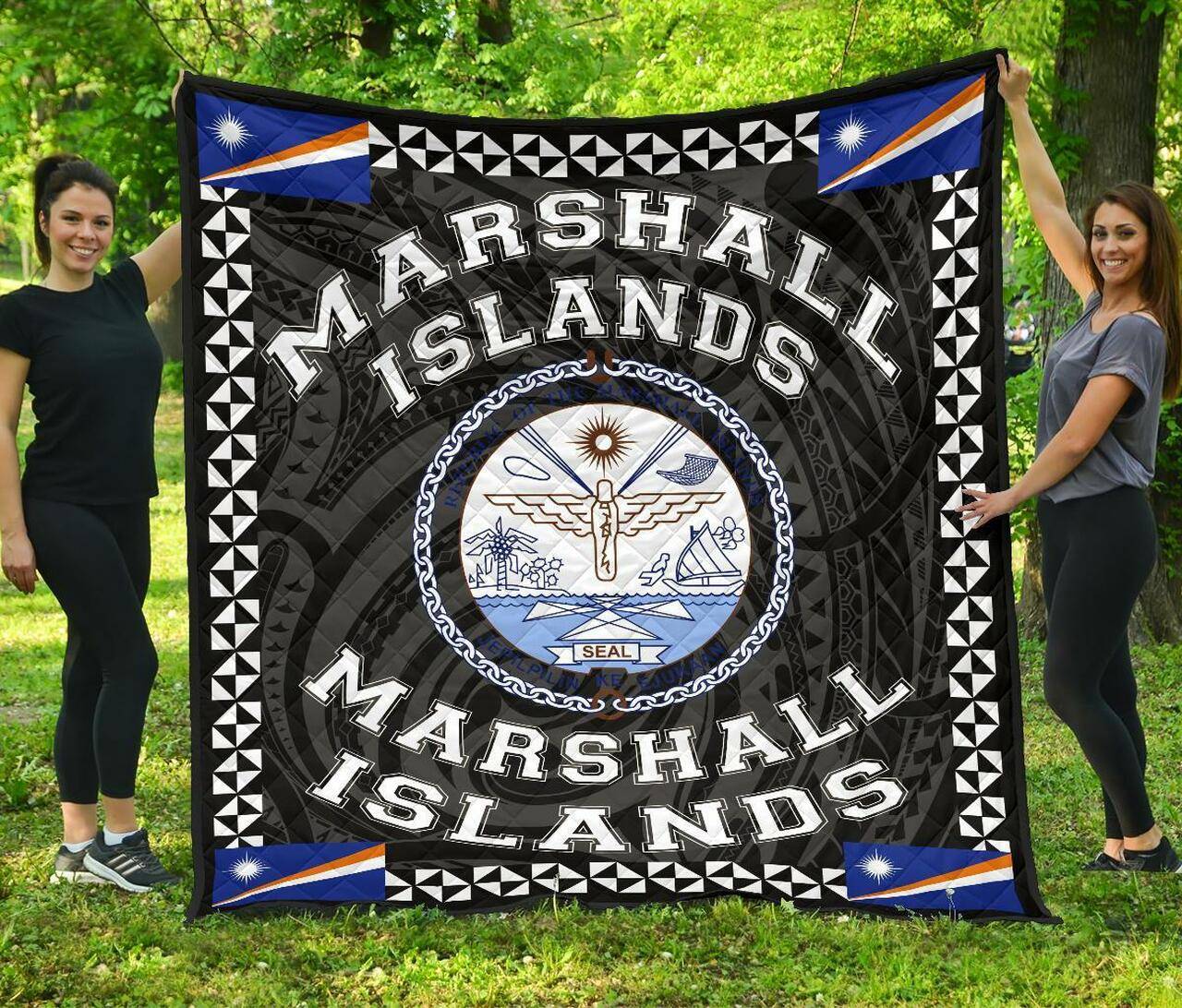 Marshall Islands Polynesian Quilt White Love Style J11 Quilt Quilt and Home Decor