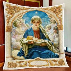 Mary Gives Birth To Jesus Quilt Blanket and Home Decor
