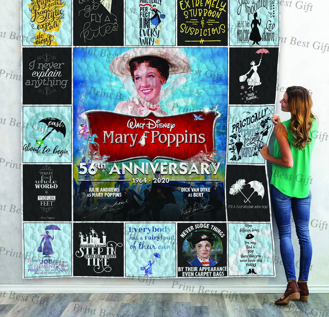 Mary Poppins Poster Quilt Blanket and Home Decor
