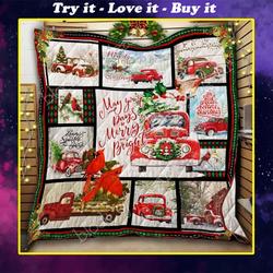 May Your Day Be Merry And Bright Christmas Red Truck Quilt  Maria and Home Decor