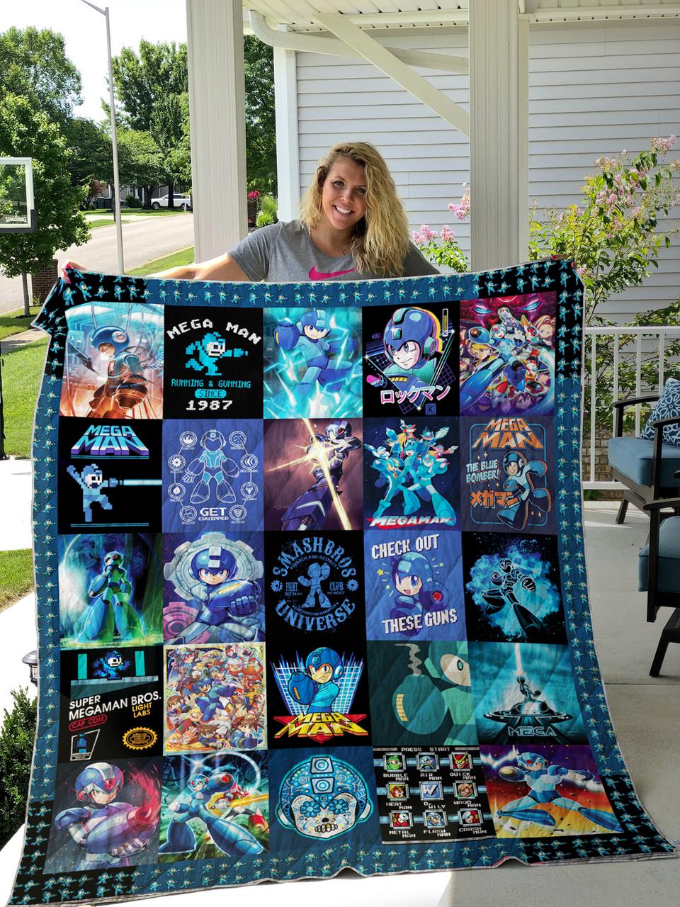 Mega Man Quilt Blanket and Home Decor