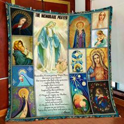 Memorare Prayer Mother Mary Quilt Blanket and Home Decor
