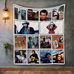 Merle Haggard Album Covers Quilt Blanket      and Home Decor