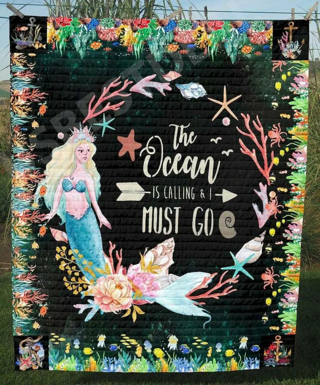 Mermaid The Ocean Is Calling Clt250638 Quilt Blanket and Home Decor