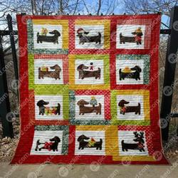 Merry Doxie Quilt Blanket Ypm0  Quilt and Home Decor