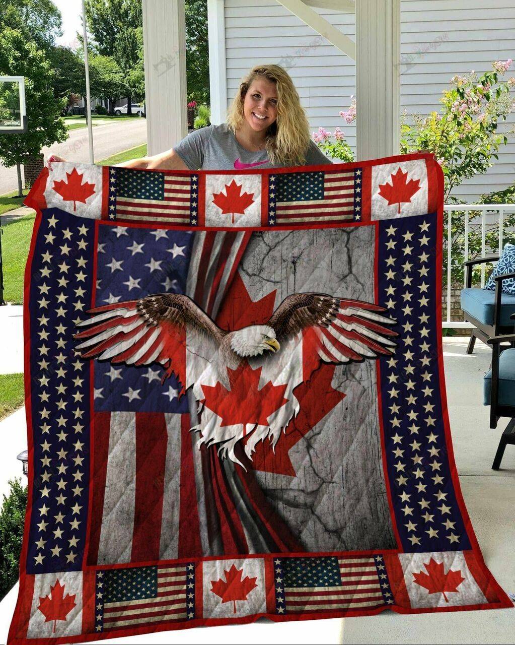MHQNUOC104 America - Canada Quilt Blanket and Home Decor