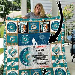 Miami Dolphins Personalized Name Quilt Blanket and Home Decor