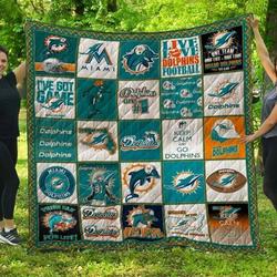 Miami Dolphins Quilt Blanket Fan Made and Home Decor