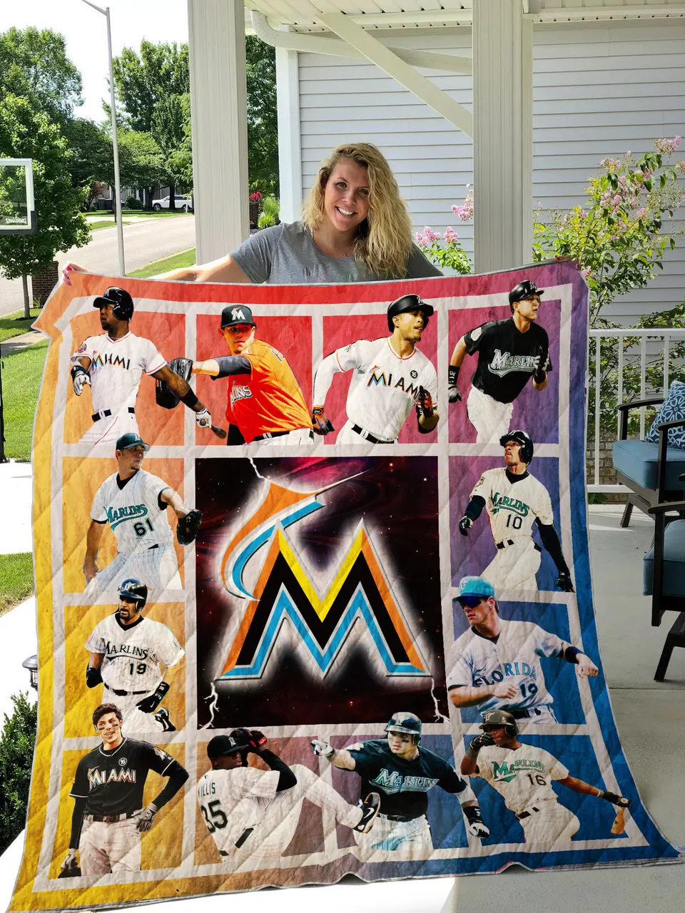 Miami Marlins Quilt Blanket and Home Decor