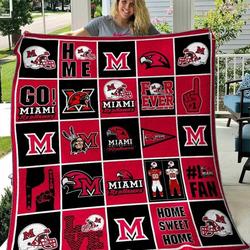 Miami Redhawks V2 Blanket Th0107 Quilt and Home Decor