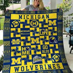 Michigan Wolverines 2 Blanket Th1607 Quilt and Home Decor