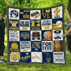 Michigan Wolverines Quilt Blanket Fan and Home Decor