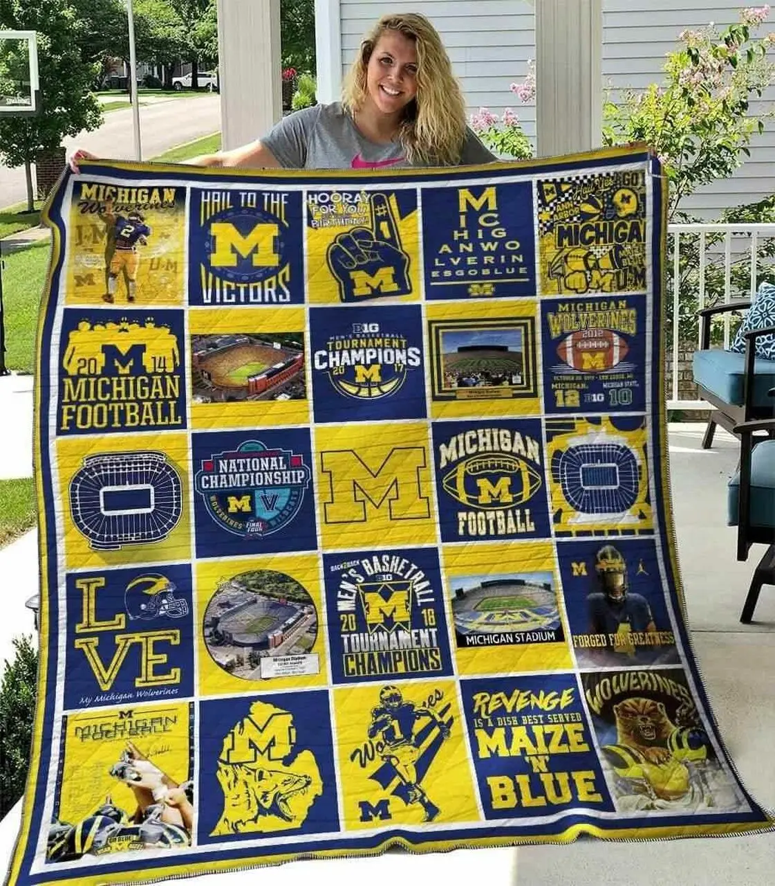 Michigan Wolverines Ver1 Blanket Th1507 Quilt and Home Decor